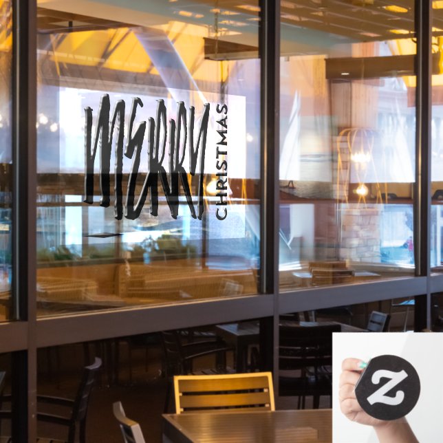 Frohe Weihnachtsfeiertage Moderne Typografie Fenst Fensteraufkleber (Restaurantfenster)