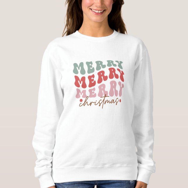 Frohe Weihnachtsfeiertage Moderne Typografie Sweatshirt (Vorderseite)