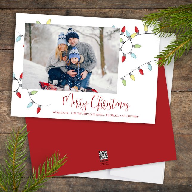 Frohe Weihnachtsfeiertage Niedliche festliche Stri Feiertagskarte (Merry Christmas cute calligraphy script single photo greeting card template. )