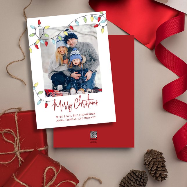 Frohe Weihnachtsfeiertage Niedliche festliche Stri Feiertagskarte (Merry Christmas cute calligraphy script single photo greeting card template. )