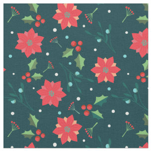 Frohe Weihnachtsfeiertage Poinsettia Holly Pattern Stoff