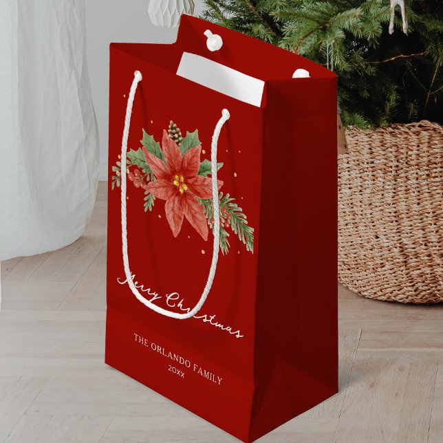 Frohe Weihnachtsfeiertage Red Poinsettia Kleine Geschenktüte (Von Creator hochgeladen)