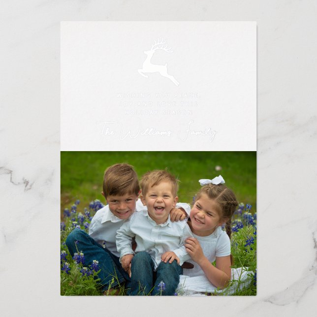 Frohe Weihnachtsfeiertage Reindeer Folien Feiertagskarte (Vorderseite)