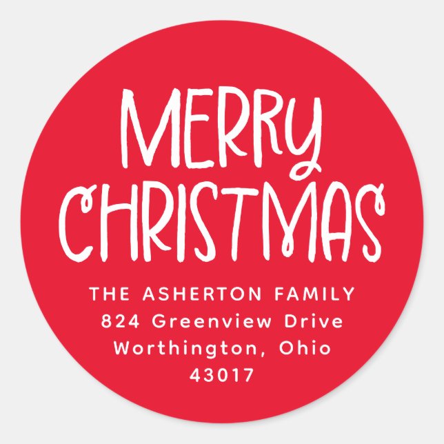 Frohe Weihnachtsfeiertage Rücksendeadresse Runder Aufkleber (Vorderseite)