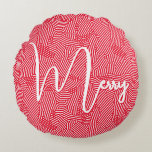 Frohe Weihnachtsfeiertage Rundes Kissen<br><div class="desc">Dieses runde rote Kopfkissen,  das in einem schicken,  weißen Schriftzeichen auf weißen Schnörkel- und Punktmuster gemein ist,  eignet sich perfekt,  um Ihre Zuhause für den Urlaub zu dekorieren. PASSENDE Artikel in unserem Geschäft.</div>