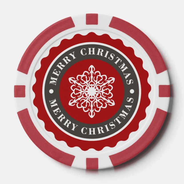 Frohe Weihnachtsfeiertage Snowflake Pokerchips (Vorderseite)