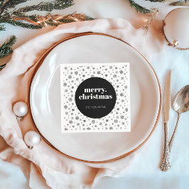 Frohe Weihnachtsfeiertage Snowflake Schwarz und We Serviette