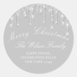 Frohe Weihnachtsfeiertage UAWG Gray CLASSY Silver Runder Aufkleber