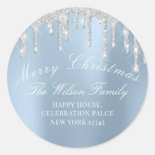 Frohe Weihnachtsfeiertage UAWG Silver Smoky Blau Runder Aufkleber