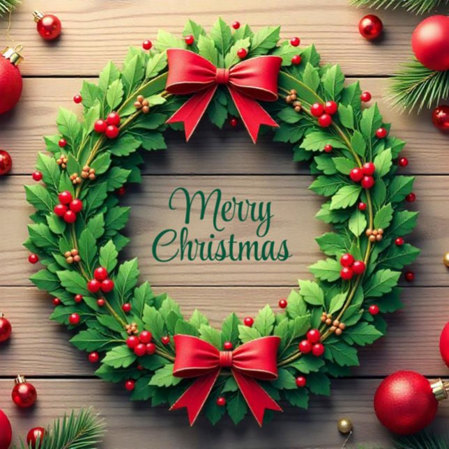 Frohe Weihnachtsfeiertage Wreath Feiertagspostkarte (Available in a semi-gloss or matte finish
100% satisfaction guarantee)