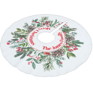Frohe Weihnachtsfeiertage Wreath Holly Pinecone Na Polyester Weihnachtsbaumdecke