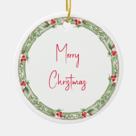 Frohe Weihnachtsfeiertage Wreath Name Year Keramik Ornament