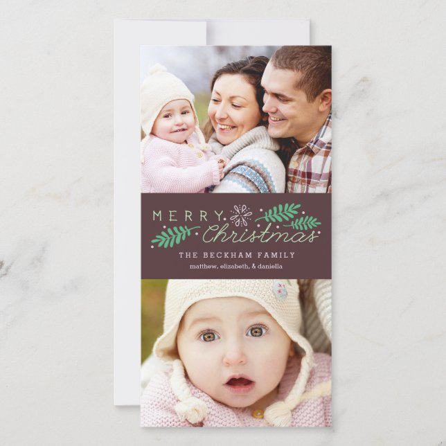 Frohe Weihnachtsfeiertage Zwei Fotokarte Feiertagskarte (Vorderseite)