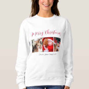 Frohe Weihnachtsfeiertagskalligrafie Text weiß Sweatshirt