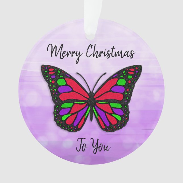 Frohe Weihnachtsferien Butterfly Holiday Keepake Ornament (Vorderseite)