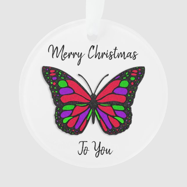 Frohe Weihnachtsferien Butterfly Holiday Keepake Ornament (Vorderseite)