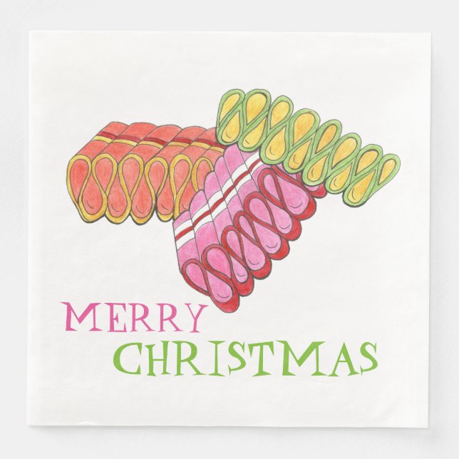 Frohe Weihnachtsferien Classic Ribbon Candy Serviette (Vorderseite)