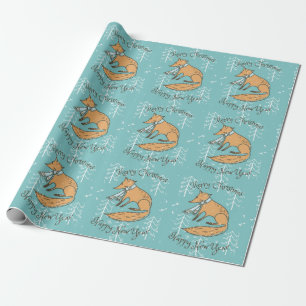 Frohe Weihnachtsferien Fox Cosy Geschenkpapier