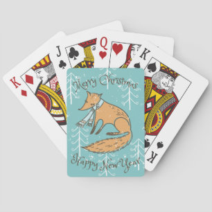 Frohe Weihnachtsferien Fox Cosy Spielkarten