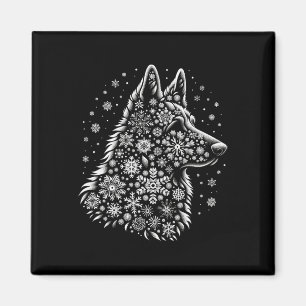 Frohe Weihnachtsferien Hund - Schneeflocke Deutsch Magnet
