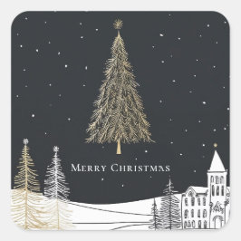 Frohe Weihnachtsferien Quadratischer Aufkleber
