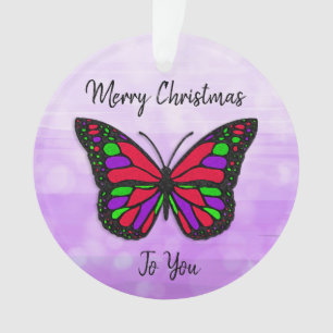 Frohe Weihnachtsferien-Schmetterling-Urlaub-Sake Ornament
