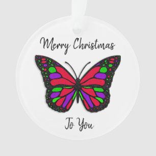 Frohe Weihnachtsferien-Schmetterling-Urlaub-Sake Ornament