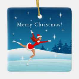 Frohe Weihnachtsfigur Skaten Santa Girl Ornament