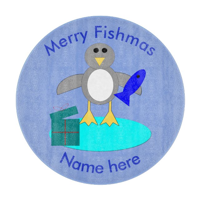 Frohe Weihnachtsfisch Pinguin Cutting Board Schneidebrett (Vorderseite)