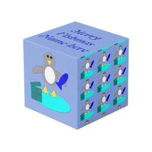 Frohe Weihnachtsfischen Pinguin Custom Foto Cube Würfel
