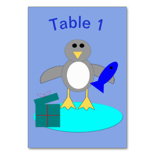 Frohe Weihnachtsfischen Pinguin Custom Tablecard Tischnummer