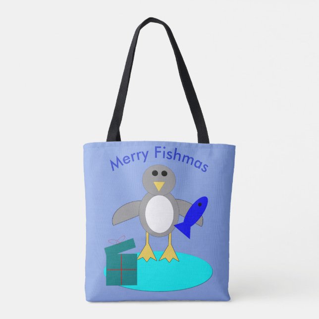 Frohe Weihnachtsfischen Pinguin Tote Tag (Rückseite)