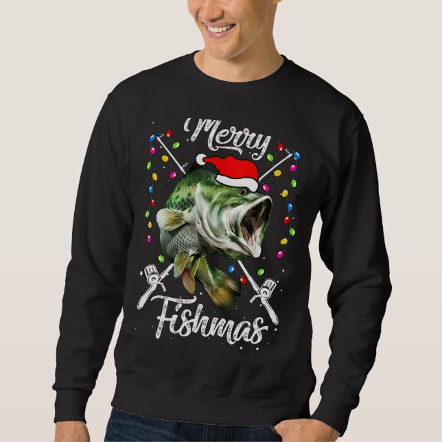 Frohe Weihnachtsfischerei Funny Fishing Fisch Gege Sweatshirt (Vorderseite)