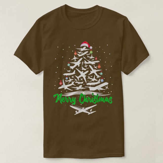 Frohe Weihnachtsflugzeug Weihnachtsbaum Flugzeug X T-Shirt (Design vorne)