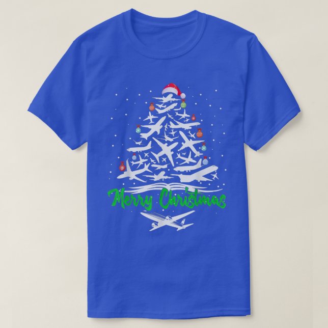 Frohe Weihnachtsflugzeug Weihnachtsbaum Flugzeug X T-Shirt (Design vorne)