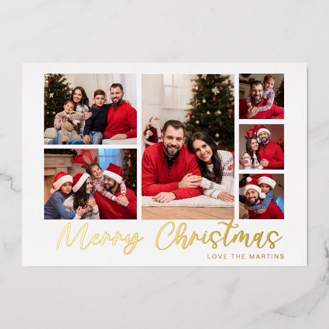 Frohe Weihnachtsfoil 6 Foto Weihnachten Folieneinladung (Vorderseite)