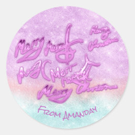 Frohe Weihnachtsform Name Girly Color Therapie Runder Aufkleber