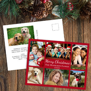 Frohe Weihnachtsfoto Collage Red Feiertagspostkarte