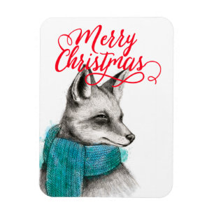 Frohe Weihnachtsfox Zeichnend Magnet