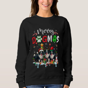 Frohe Weihnachtsfrau Dog Three Santa Reindeer Elf Sweatshirt