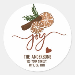 Frohe Weihnachtsfreude Cinnamon Rustische Typograf Runder Aufkleber