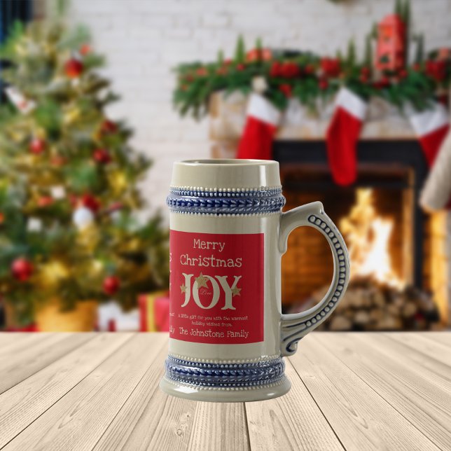 Frohe Weihnachtsfreude ein kleines Geschenk für Si Bierglas (Grab one or more of these cheerful red mugs for your Holiday festivities - folks will love them.)