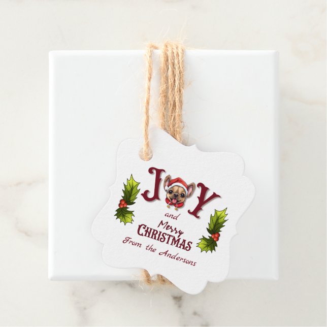 Frohe Weihnachtsfreude Niedlicher französischer Bu Geschenkanhänger (Beispiel)