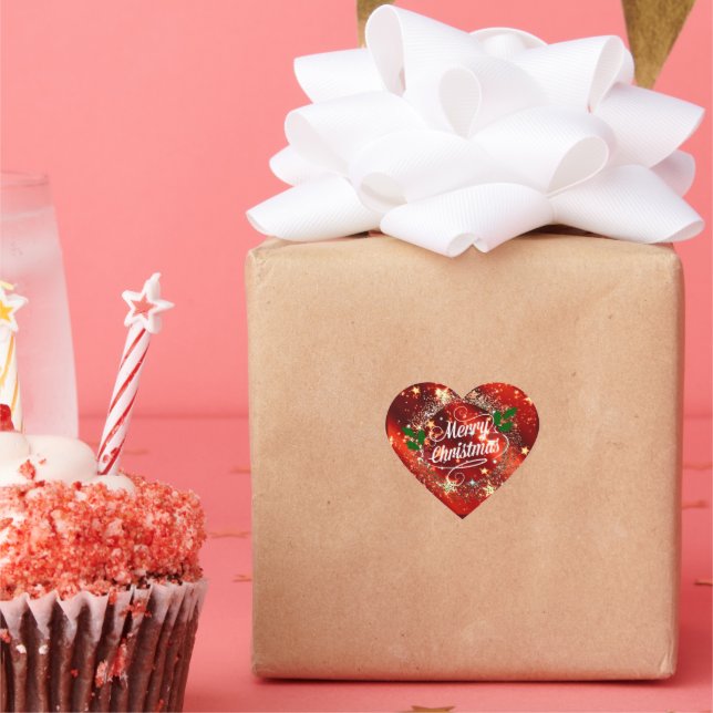 Frohe Weihnachtsfunkel und glänzende Heart Sticker (Party)