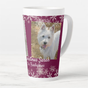Frohe Weihnachtsfurbabys Snowflakes bordeauxrot Milchtasse