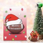 Frohe Weihnachtsfußball mit Weihnachtsmannmütze Ca Feiertagskarte<br><div class="desc">Das ist eine wunderbare Weihnachtskarte für den Fußballfans! Sie können die innere Nachricht anpassen und personalisieren!</div>