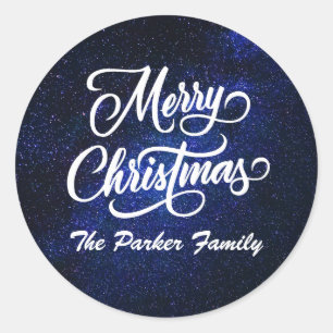 Frohe Weihnachtsgalaxie Personalisiert Runder Aufkleber