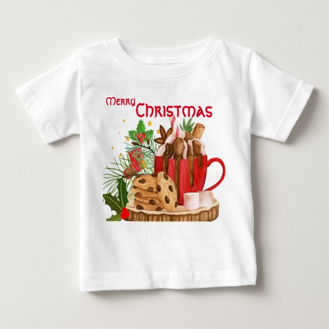 Frohe Weihnachtsgebäck Tasse Cakes Thema Baby T-shirt (Vorderseite)