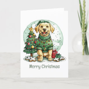 Frohe Weihnachtsgelbe Labrador Retriever Dog Feiertagskarte