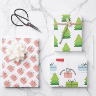 Frohe Weihnachtsgeschenke Baummuster Geschenkpapier Set
